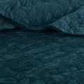 3 Piece Velvet Quilt Set Teal Full Queen Full Teal Cotton