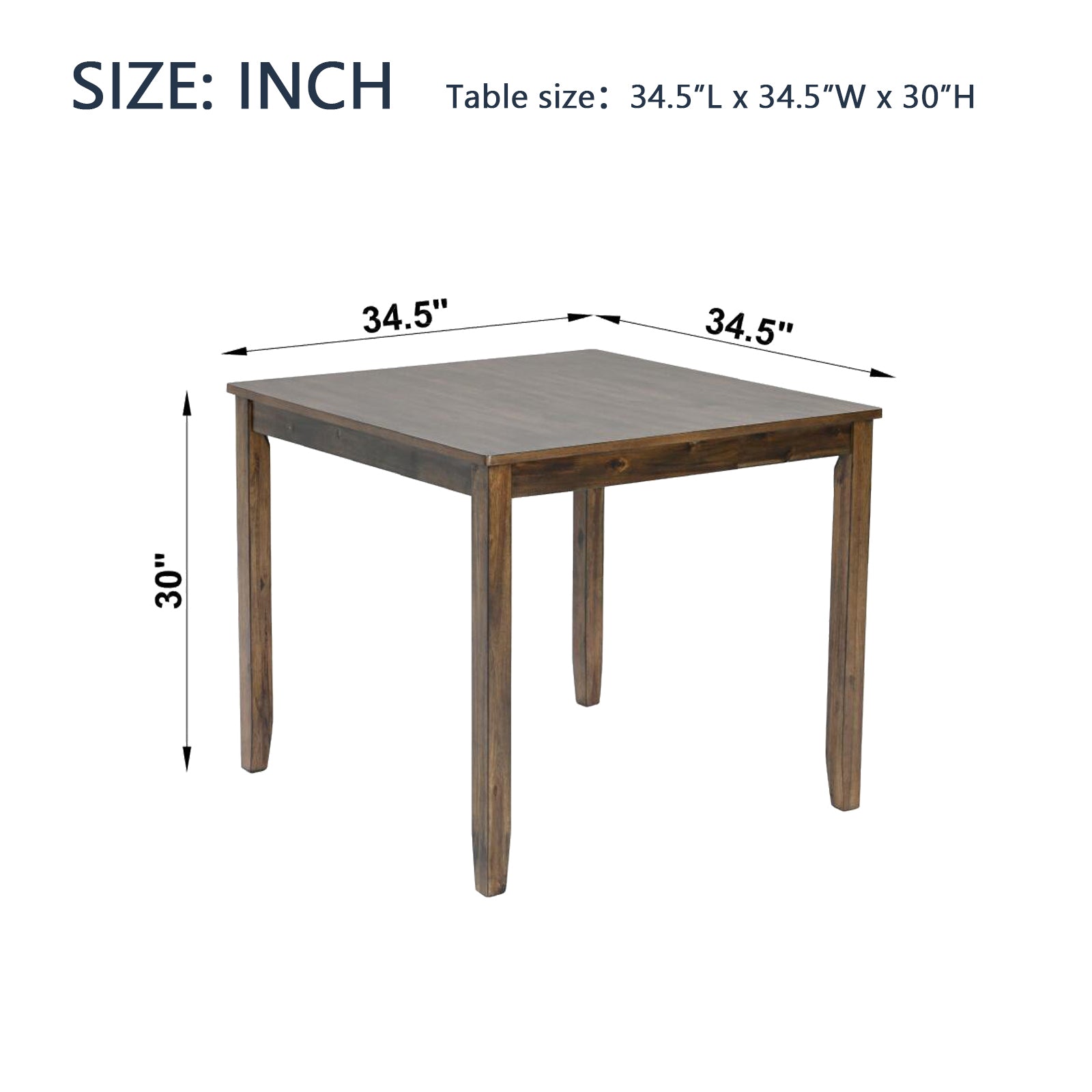 Wooden Dining Square Table, Kitchen Table For Small Space, 4 Person Dining Table, Walnutonly The Table Walnut Seats 4 Gray Dining Room Acacia Square Acacia Wood