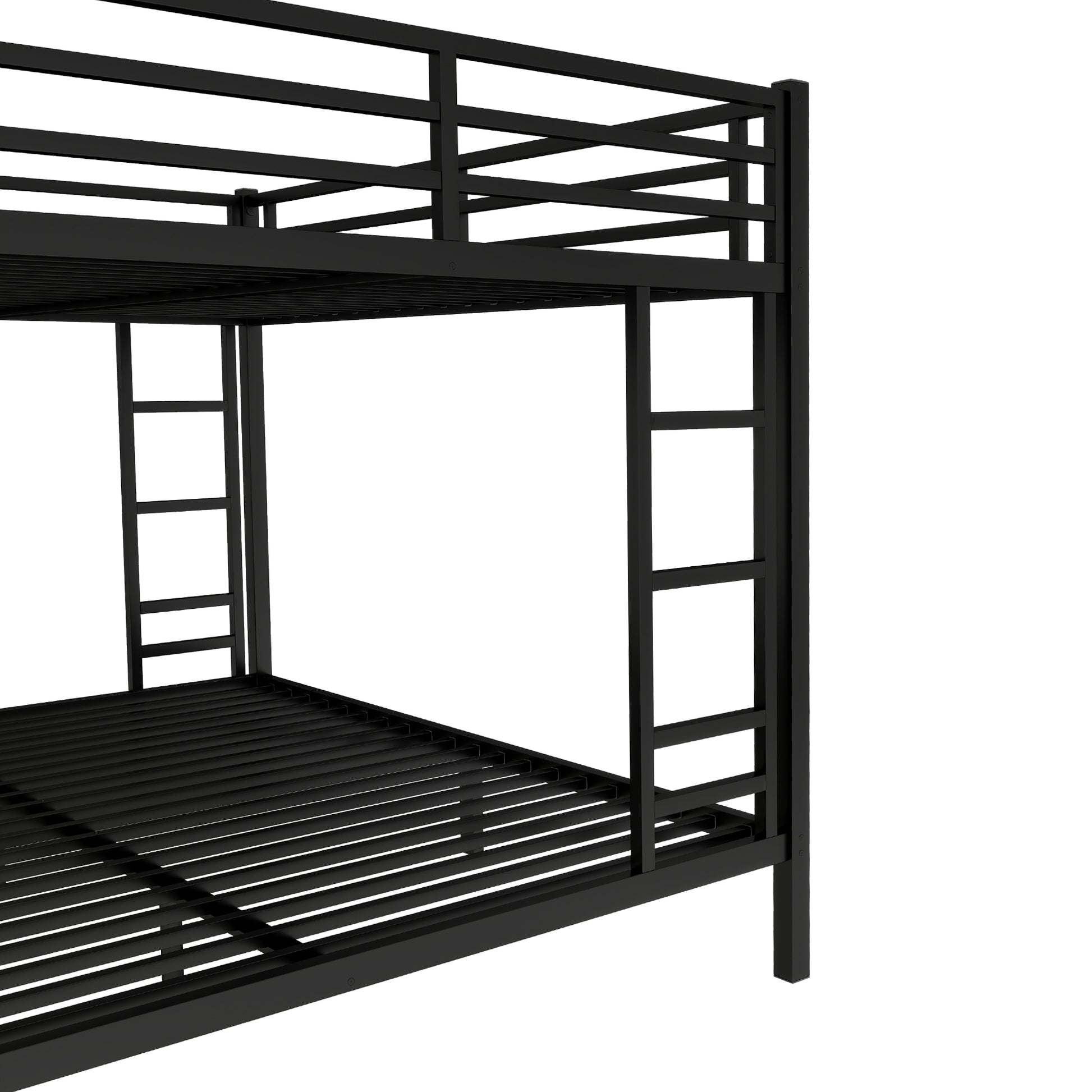 Metal Queen Over King Bunk Bed For Teens And Adults,Space Saving Noise Reduced No Box Spring Needed, Black Black Metal
