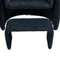 Coolmore Accent Chair With Ottoman, Mid Century Modern Barrel Chair Upholstered Club Tub Round Arms Chair For Living Room Bedroom Office Black Velvet Black Foam Velvet