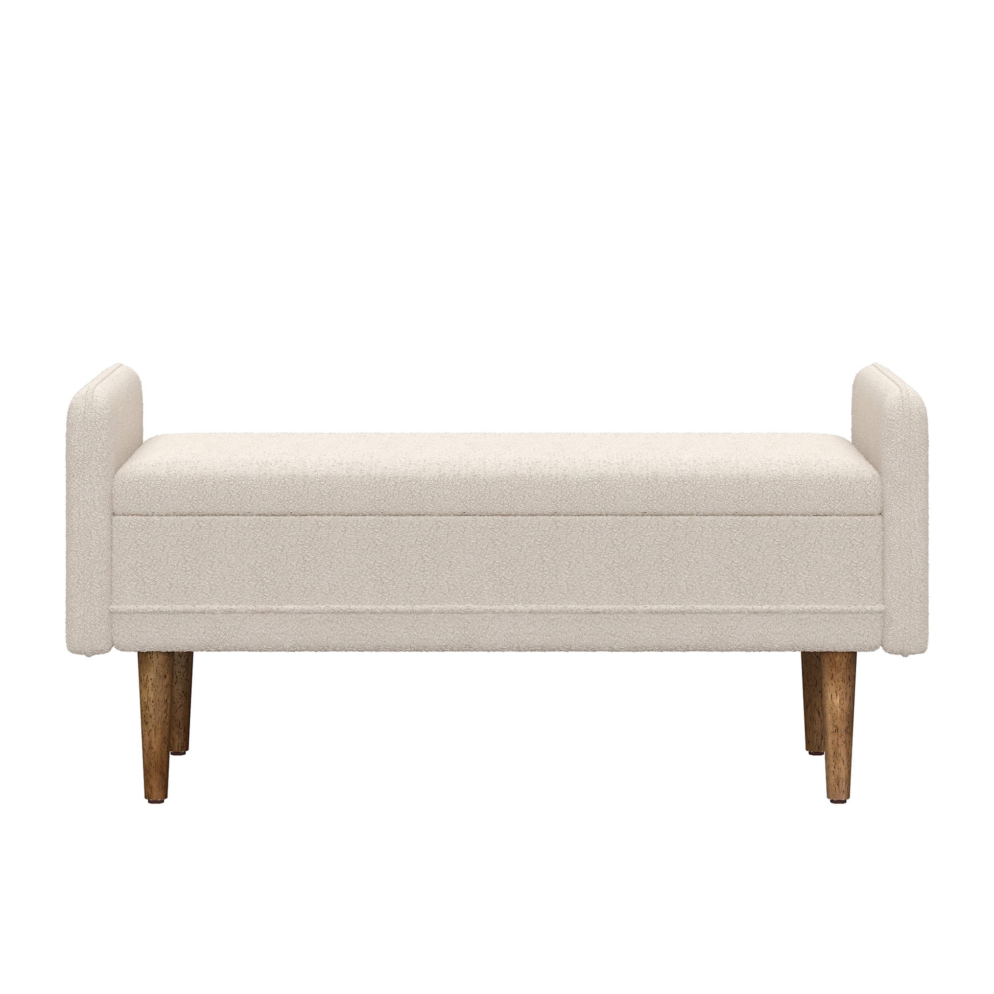 Teddy Velvet Storage Stool, ,With Storage Space, Suitable For Apartments, Living Rooms And Bedrooms Beige 45.98"*16.75"*21.75" Beige Foam