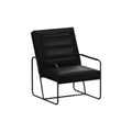 Modern Metal Framed Armchair With Black Technical Leather,Stylish & Comfortable Indoor Lounge Accent Chair For Living Room, Office,Bedroom Black Primary Living Space Modern Technical Leather