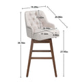 Coolmore Bar Stools Set Of 2 Counter Height Chairs With Footrest For Kitchen, Dining Room And 360 Degree Solid Wood Legs Swivel Bar Stools Set Of 2 Beige Linen Beige Foam Linen