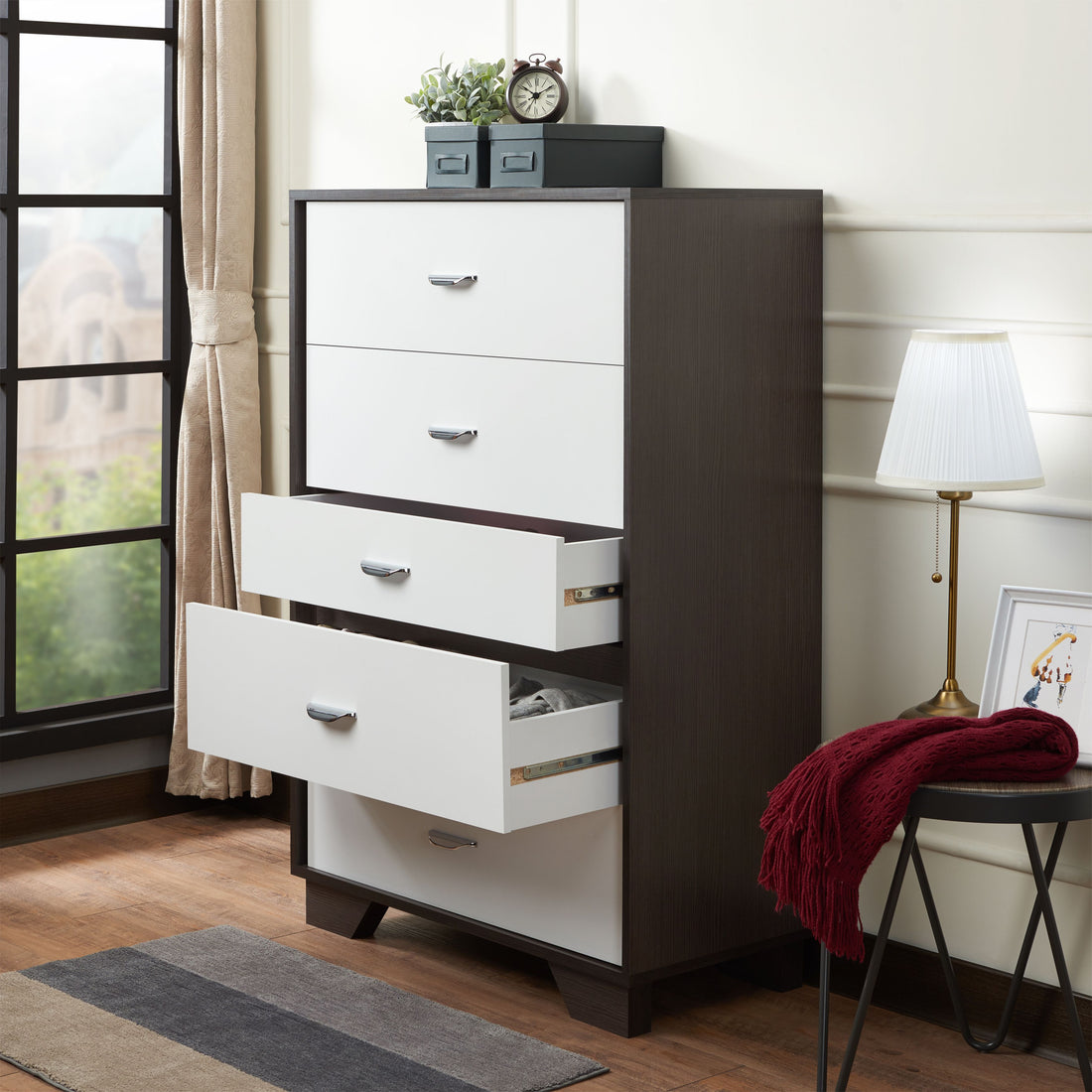 Eloy White & Espresso Finish Chest Espresso,White Mdf