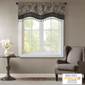 Jacquard Window Rod Pocket Valance With Beads Black 50X18