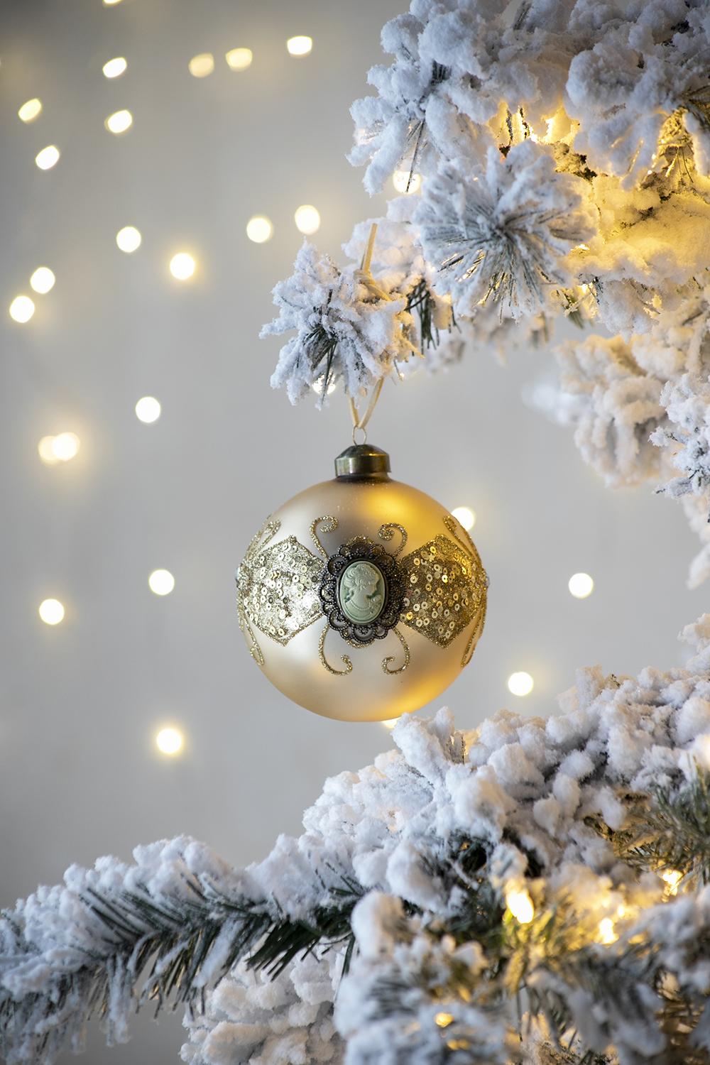 D3.9" Christmas Ball Ornaments, Glass Decorative Hanging Ball Christmas Tree Ornaments For Holiday Party Decorations, Set Of 6 Gold Glass