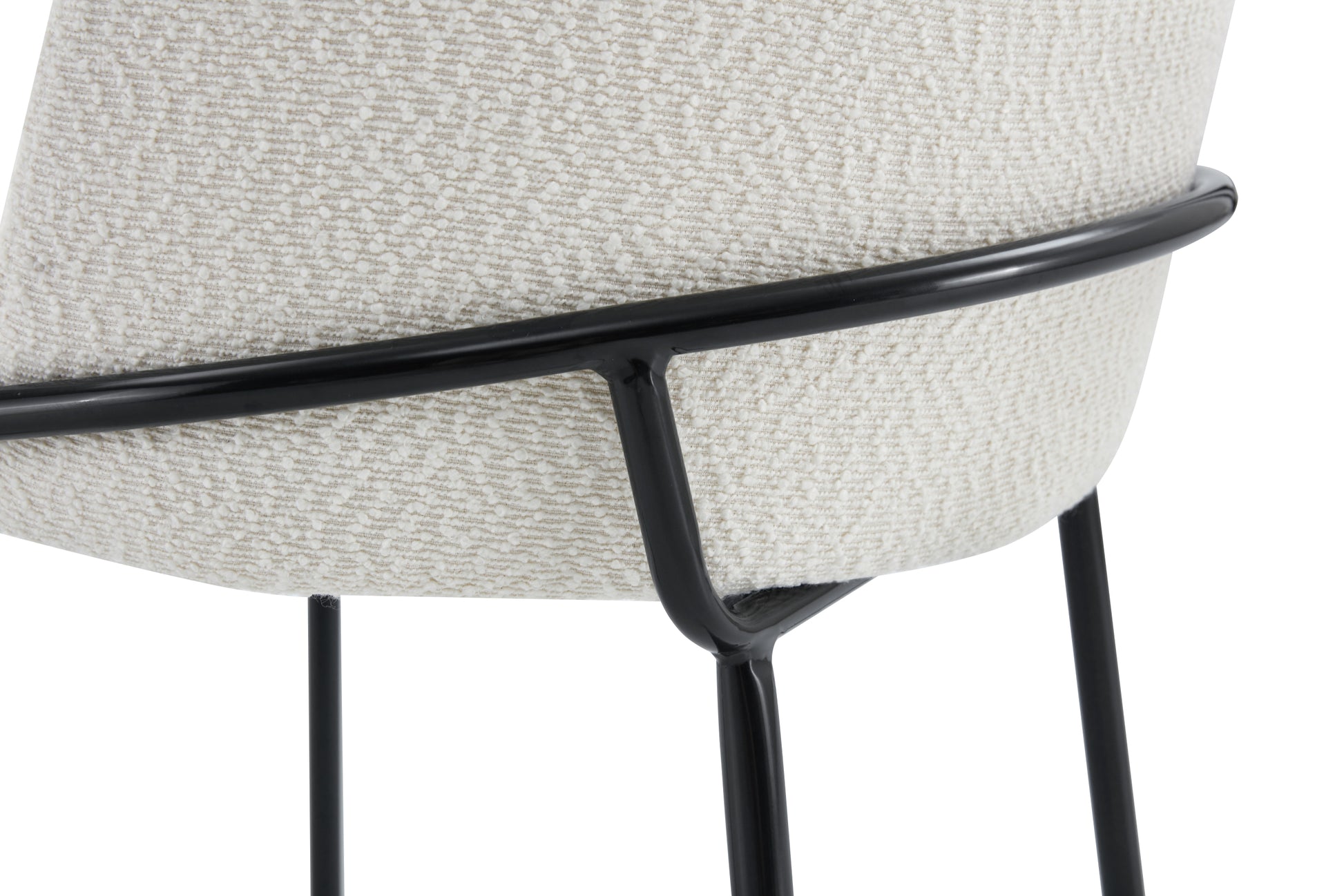 Set Of 2 Dinning Chair Antique White Fabric Metal