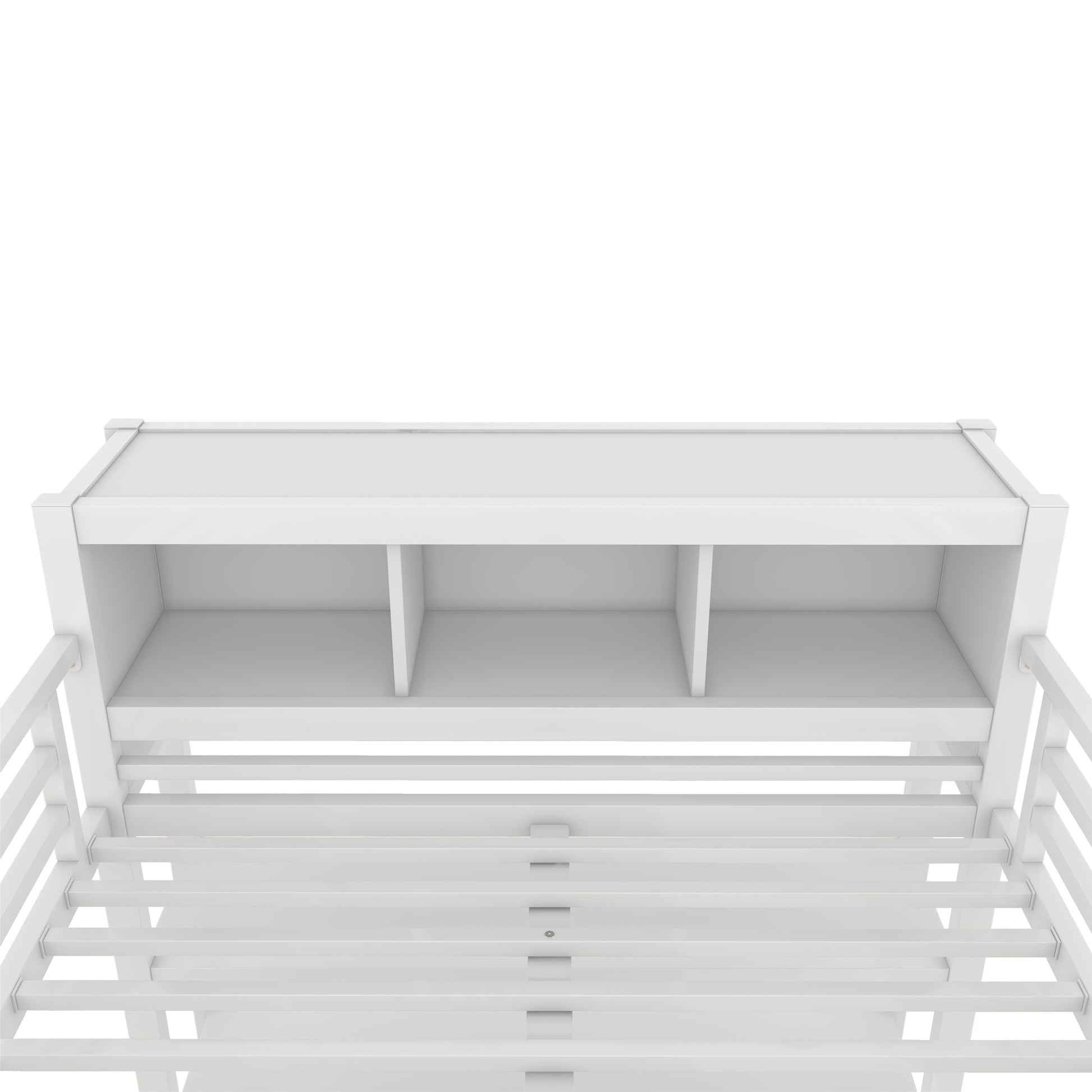 Metal Loft Bed With Wardrobe And L Shaped Desk, Full Size Loft Bed With Storage Cubes And Shelves, Heavy Duty Loft Bed For Kids Teens Adults, White Full Off White Metal