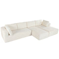 Modern Large Modular Sectional Sofa For Living Room, Bedroom, Salon, 3 Piece Free Combination Beige Polyester 3 Seat