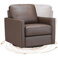 Dillon Swivel Leather Chair Dark Granite Memory Foam Genuine Leather