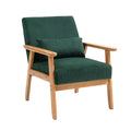 Leisure Chair With Solid Wood Armrest And Feet, Leisure Chair, Wood Frame, Velvet, L, Solid Rubber Wood Legs, Mid Century Modern Accent Chair, For Living Room Bedroom Studio Chair Emerald Corduroy