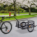 Aosom Bike Cargo Trailer, Bicycle Trailer, Heavy Duty Bike Wagon Cart, Foldable Compact Storage, With Universal Hitch, 16