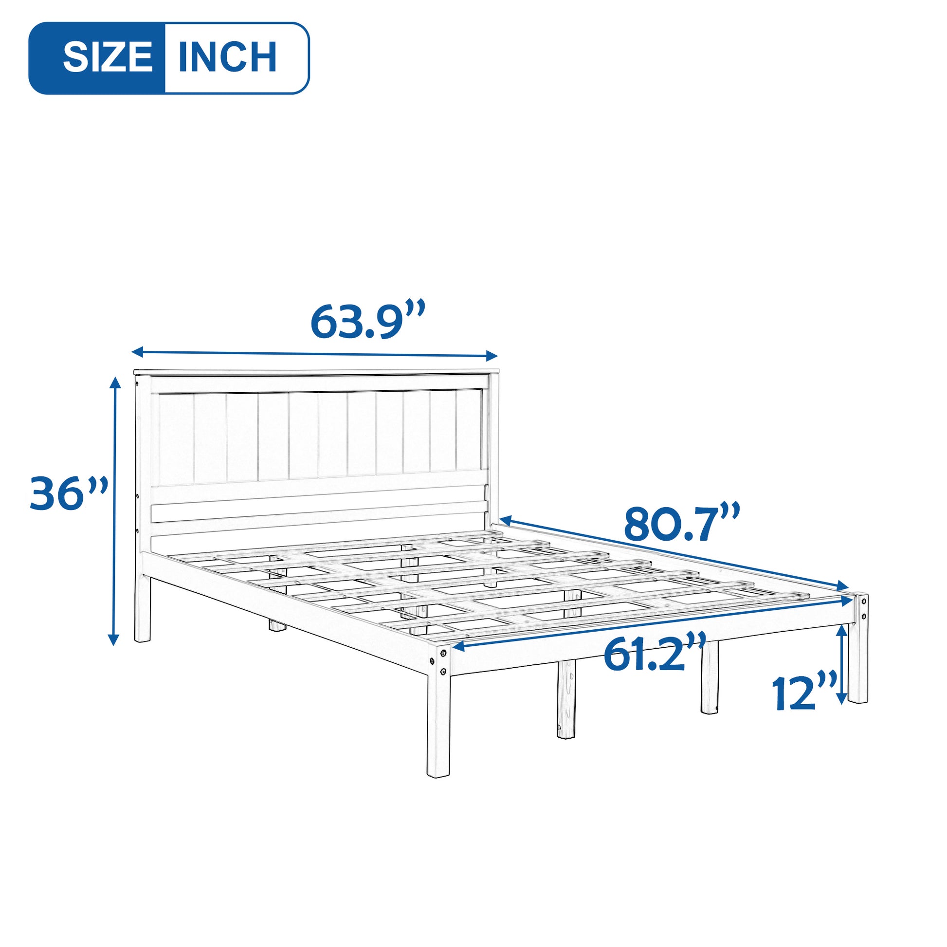 Platform Bed Frame With Headboard, Wood Slat Support, No Box Spring Needed, Queen, White Old Sku:Wf191420Aak Queen White Pine