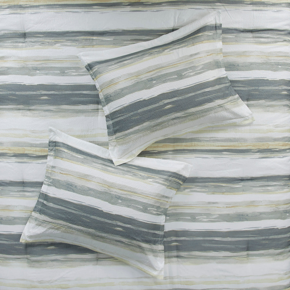 8 Piece Printed Seersucker Comforter And Quilt Set Collection Yellow Full Queen Full Yellow Polyester
