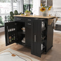 K&K Kitchen Island With Drop Leaf, Kitchen Storage Cart With 3 Tier Pull Out Cabinet Organizer, Internal Storage Rack, Rolling Kitchen Cart On Wheels With Towel Rack, 2 Drawers, For Kitchen, Black Black Brown Kitchen Classic,Farmhouse,Luxury,Modern