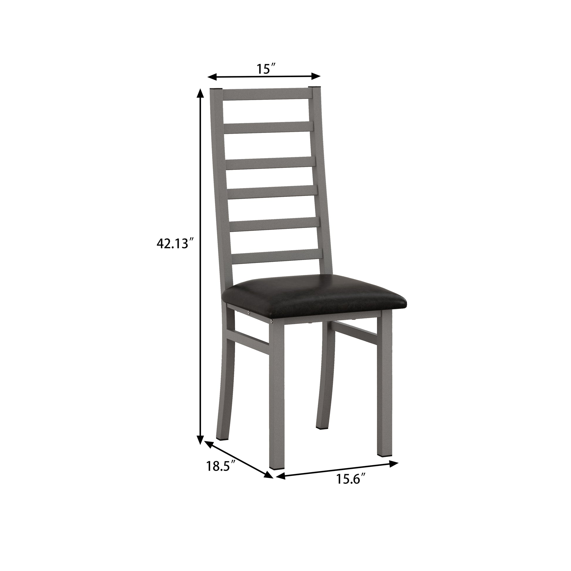 Metal Dining Chairs Set Of 2, Steel Legs And Pu Leather Seats, High Back Armless Dining Chairs, For Kitchen, Living Room, Grey Grey Steel