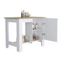 Atenea Kitchen Island, Single Door Cabinet, Shelf White Macadamia White Dining Room Modern Rectangular Stationary Kitchen Islands Particle Board Medium 40 55In