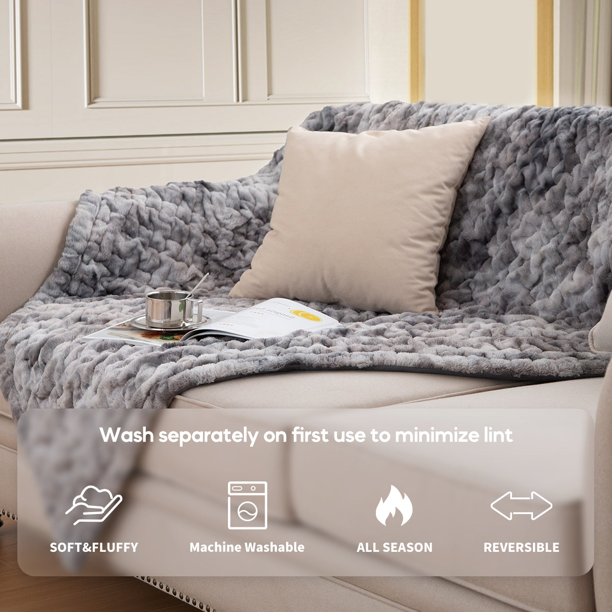 50X60" Faux Fur Throw Multicolor Faux Fur