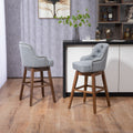 Coolmore Bar Stools Set Of 2 Counter Height Chairs With Footrest For Kitchen, Dining Room And 360 Degree Solid Wood Legs Swivel Bar Stools Set Of 2 Gray Linen Gray Foam Linen