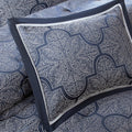 8 Piece Jacquard Comforter Set Navy Queen Queen Navy Polyester