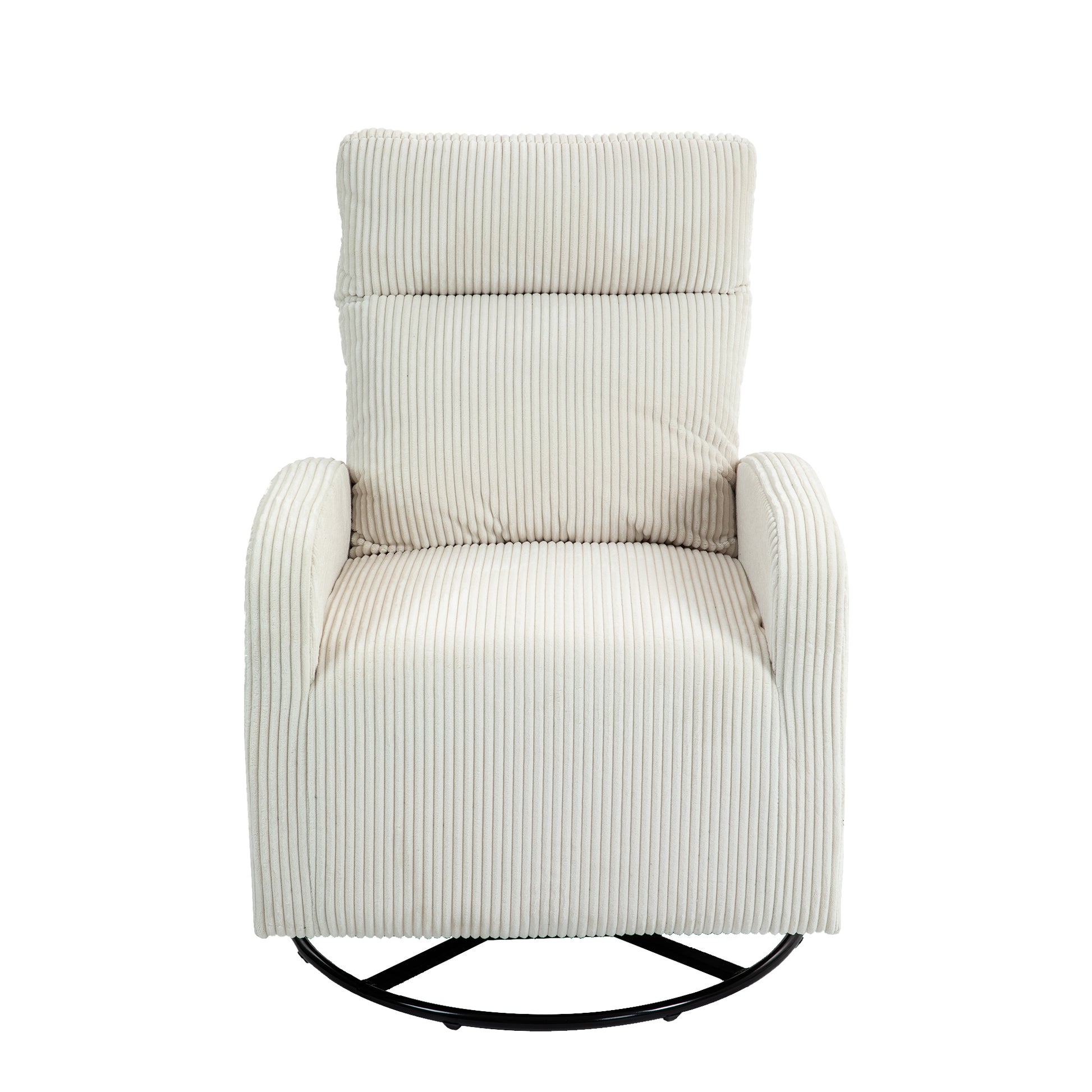 Jiada Upholstered Swivel Glider.Flannel Fabric.Rocking Chair For Nursery In Beige.Modern Style One Left Bag Beige Primary Living Space Foam Fabric Metal