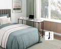 White Finish Multipurpose Over The Bed Desk With Adjustable Height, Metal Legs With Casters, Overbed Table 1Pc, Laptop Table For Bed, Breakfast Table Black White Rectangular Engineered Wood,Metal