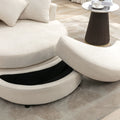 Orisfur. 360 Swivel Accent Barrel Chair With Storage Ottoman & 4 Pillows, Modern Chenille Leisure Chair Round Accent For Living Room, Cream Cream Foam Chenille