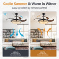 Modern Minimalist Invisible Ceiling Fan Light Retractable Fan With Led Fixtures For Living Room, Bedroom And Dining Room Black Acrylic Iron
