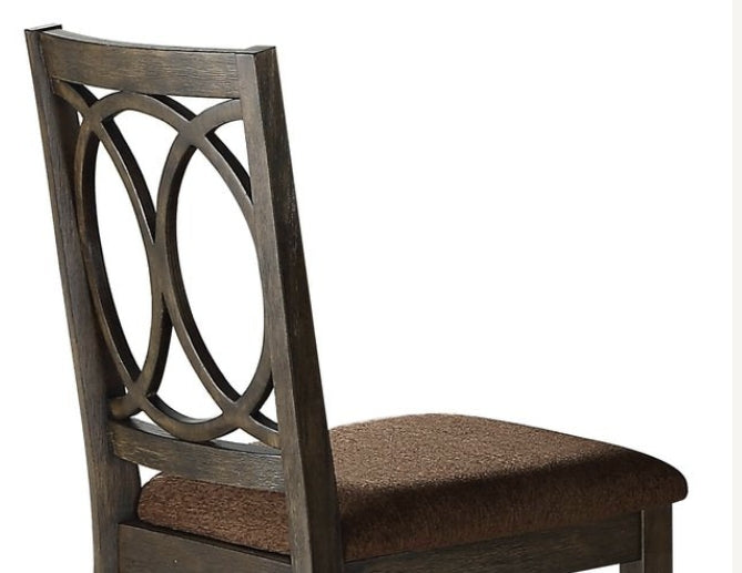 Jameson Brown Fabric & Espresso Finish Side Chair Set Of 2 Brown,Espresso Fabric,Synthetic Wood