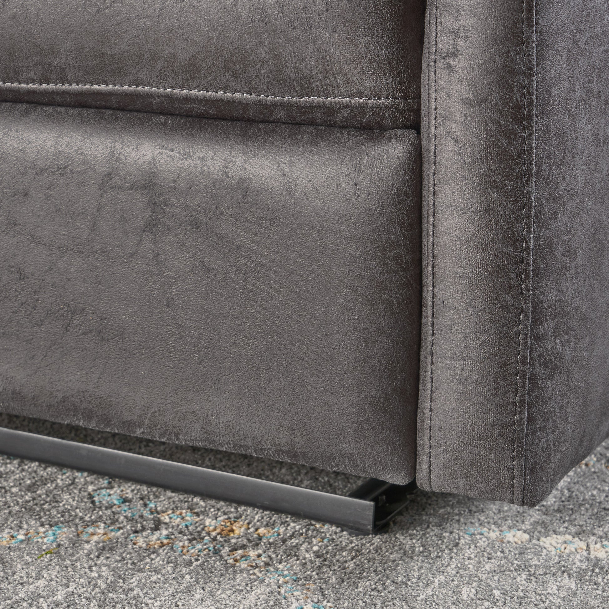 Recliner Chair Double Seats Slate Microfiber