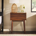 Mid Century Modern 1 Drawer Solid Wood Nightstand Walnut Walnut Pine Pine