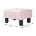 Homcom Ottoman Foot Rest, Small Foot Stool With Linen Fabric Upholstery And Plastic Legs, Cube Ottoman For Living Room, Pink Pink Linen