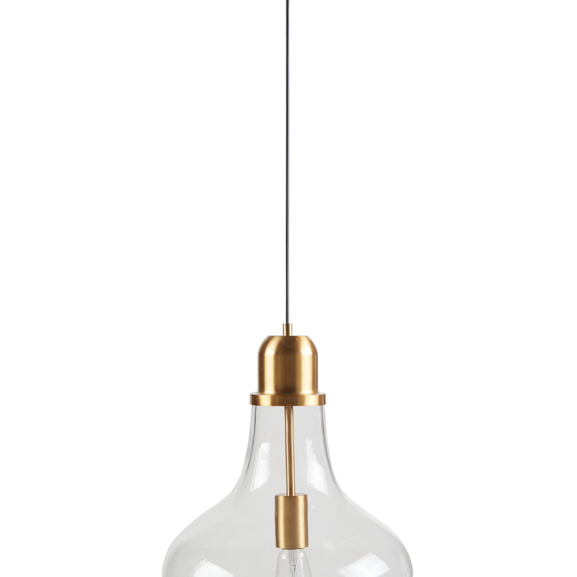 Bell Shaped Glass Pendant Gold Clear Dia.13" Gold Clear Glass Metal