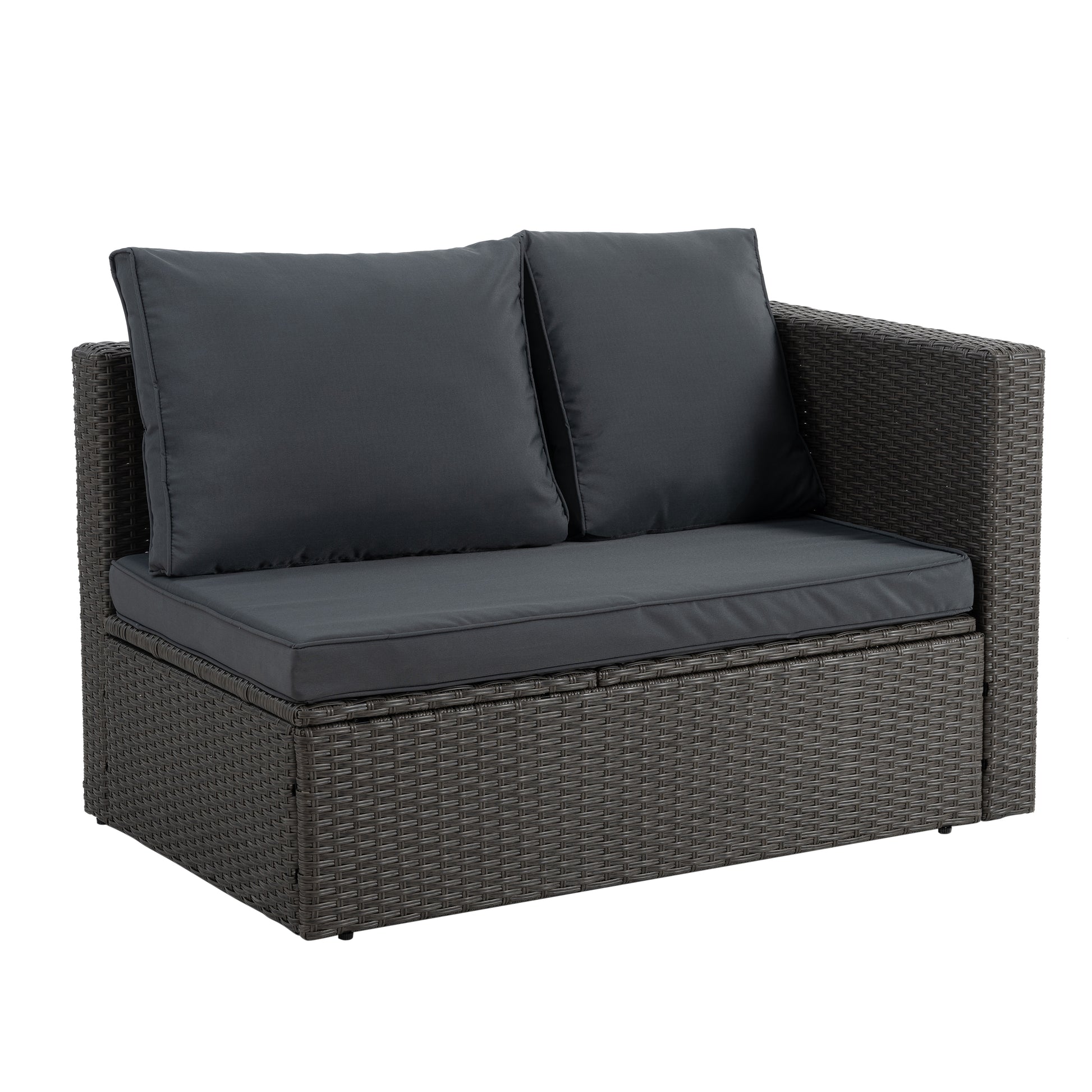 Patio Furniture, Outdoor Furniture, Seasonal Pe Wicker Furniture,7 Pcs Set Wicker Furniture With Lounger Sofa Yes Dark Gray Seats 6 Pe Rattan Iron Waterproof Fabric