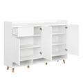 Sleek And Contemporary Shoe Cabinet With Adjustable Shelves, Minimalist Home Organizer With Solid Wood Legs, Storage Sideboard For Entryway, Living Room, White White Primary Living Space Particle Board
