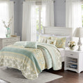 6 Piece Cotton Quilt Set With Throw Pillows Green King Cal King Green Polyester