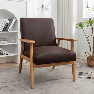 25.38'' Wide Classic Mid Century Modern Arm Chair, Dark Brown Dark Brown Microfiber