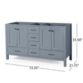 73'' Bathroom Vanity With Marble Top & Double Ceramic Sinks, 4 Doors, 6 Drawers, Grey Grey Plywood
