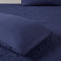 3 Piece Split Corner Pleated Quilted Bedspread Navy Queen Navy Polyester