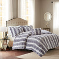 4Pc Faux Fur Comforter Set Queen Grey Polyester