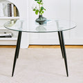 Modern Simple Glass Table, High Quality Tempered Glass Metal Material, Black Spray Table Legs, Suitable For Restaurant Kitchen Set Of 1 Black Round Glass