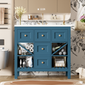 36'' Bathroom Vanity With Resin Sink Combo, Solid Wood Frame Bathroom Storage Cabinet, Freestanding Vanity Set With 5 Drawers& Soft Closing Doors Same As Sw000141Aam Blue Bathroom Solid Wood Mdf Resin