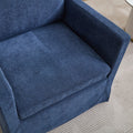 29.92'' Swivel Accent Chair, Upholstered Skirted Swivel Chair With Removable Back Cushion, 360 Degree Comfy Armchair For Living Room, Nursery, Lounge,Office,Navy Chenille Navy Chenille