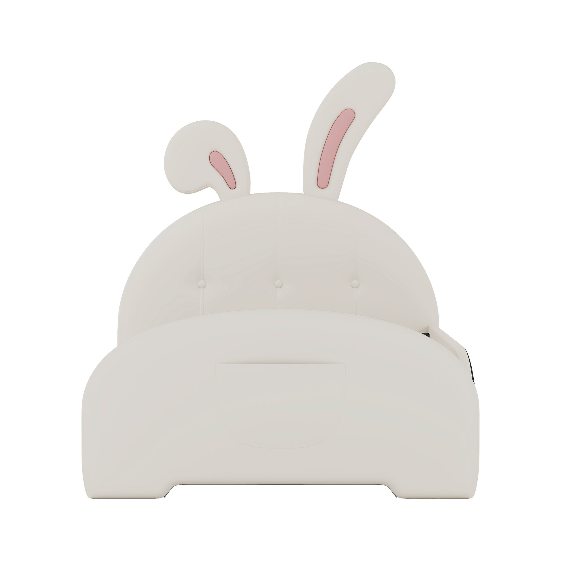 Twin Size Upholstered Rabbit Shape Princess Bed ,Twin Size Platform Bed With Headboard And Footboard,White Old Sku: Wf311629Aak White Pu