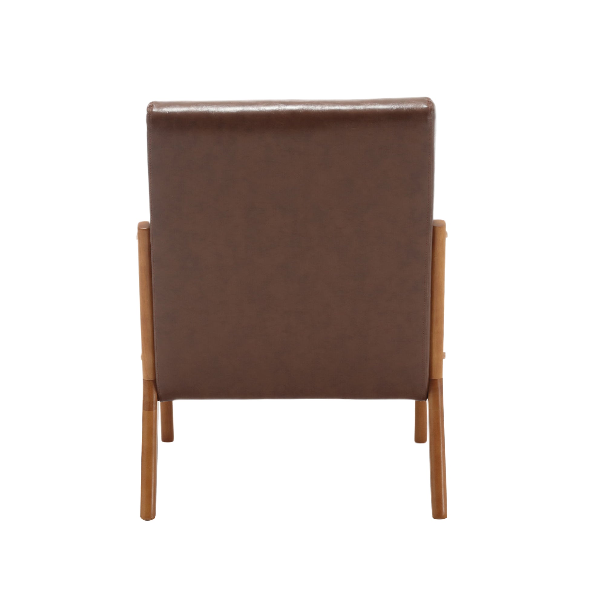 Coolmore Modern Accent Chair, Solid Wood Padding Lounge Armchairs With One Pillow For Living Room, Bedroom, Guest Room Brown Pu Brown Pu Brown Primary Living Space Modern Rubberwood Foam Pu Leather