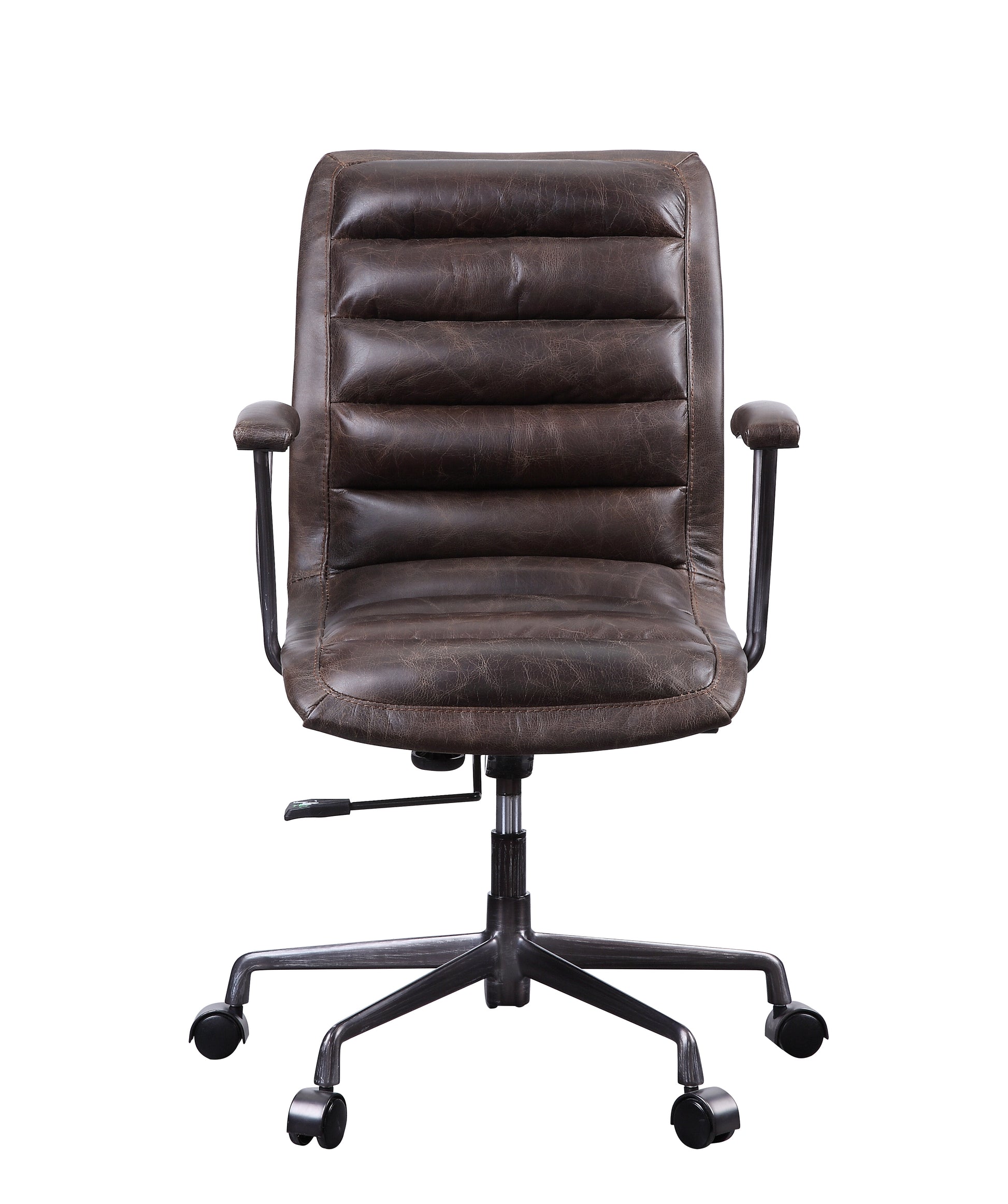 Distress Chocolate Swivel Office Chair With Casters Caster Solid Chocolate Office Office Chairs Solid Back Swivel Genuine Leather