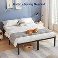 Full Size Bed Frame, 14 Inch Platform Bed No Box Spring Needed, Sturdy Metal Bed Frame Full Size, Storage Space Under The Bed Heavy Duty Frame Bed, Black Black Metal