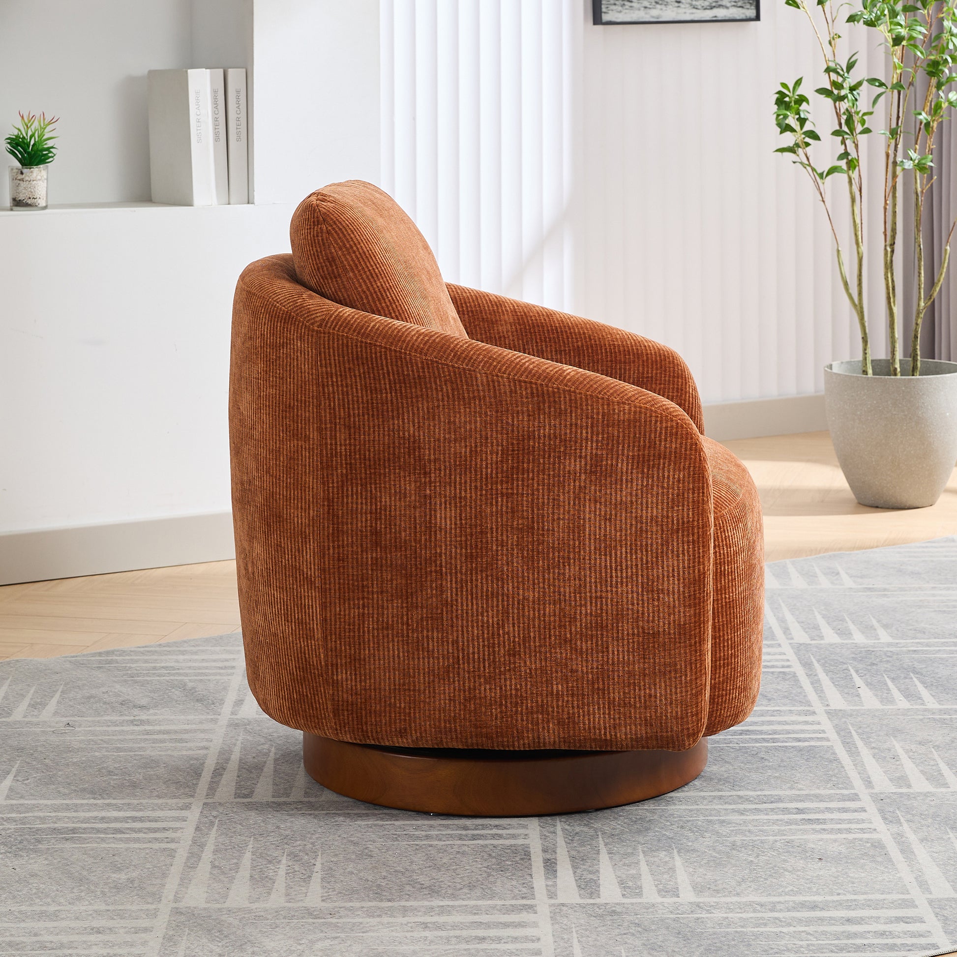 30.3"W Swivel Accent Barrel Chair And Comfy Round Accent Single Sofa Chair, 360 Degree Club Chair, Lounge Armchair For Living Room Bedroom Nursery.Caramel Caramel Chenille