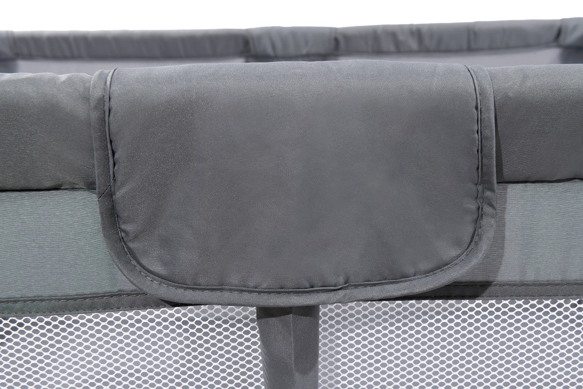 Fabric Baby Playpen, Baby Fence Play Area With Anti Slip Base Gray Fabric Metal