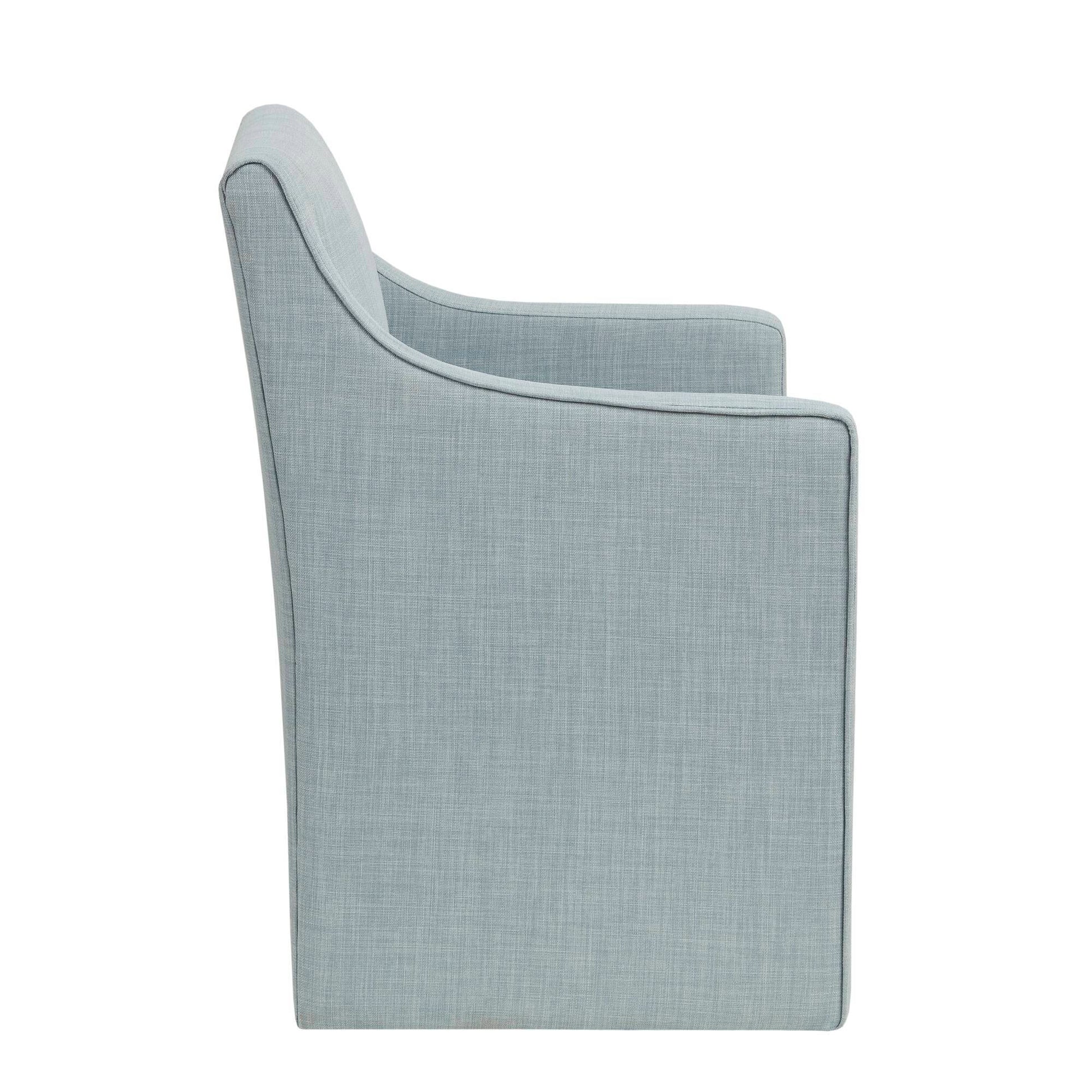 Skirted Dining Arm Chair With Casters Blue Wood